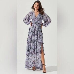 ASTR | ANORA FLORAL TIERED MAXI DRESS XS